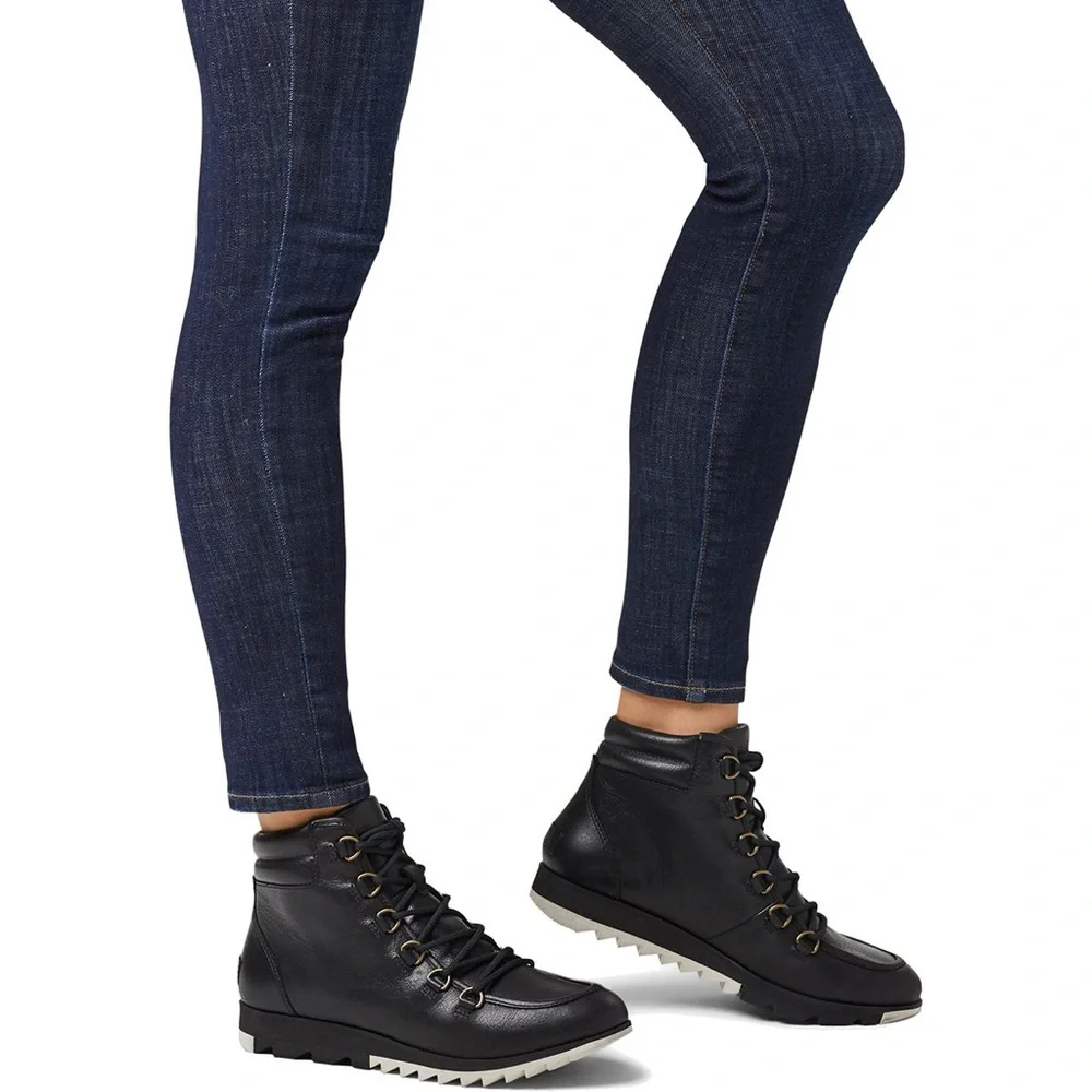 Sorel Black Leather Lace-Up Boots - Picture 3 of 11